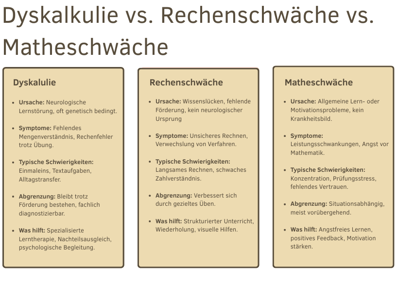 Dyskalkulie in der Schule verstehen – Ursachen, Diagnose und Unterstützungsmöglichkeiten Dyskalkulie in der Schule verstehen – Ursachen, Diagnose und Unterstützungsmöglichkeiten